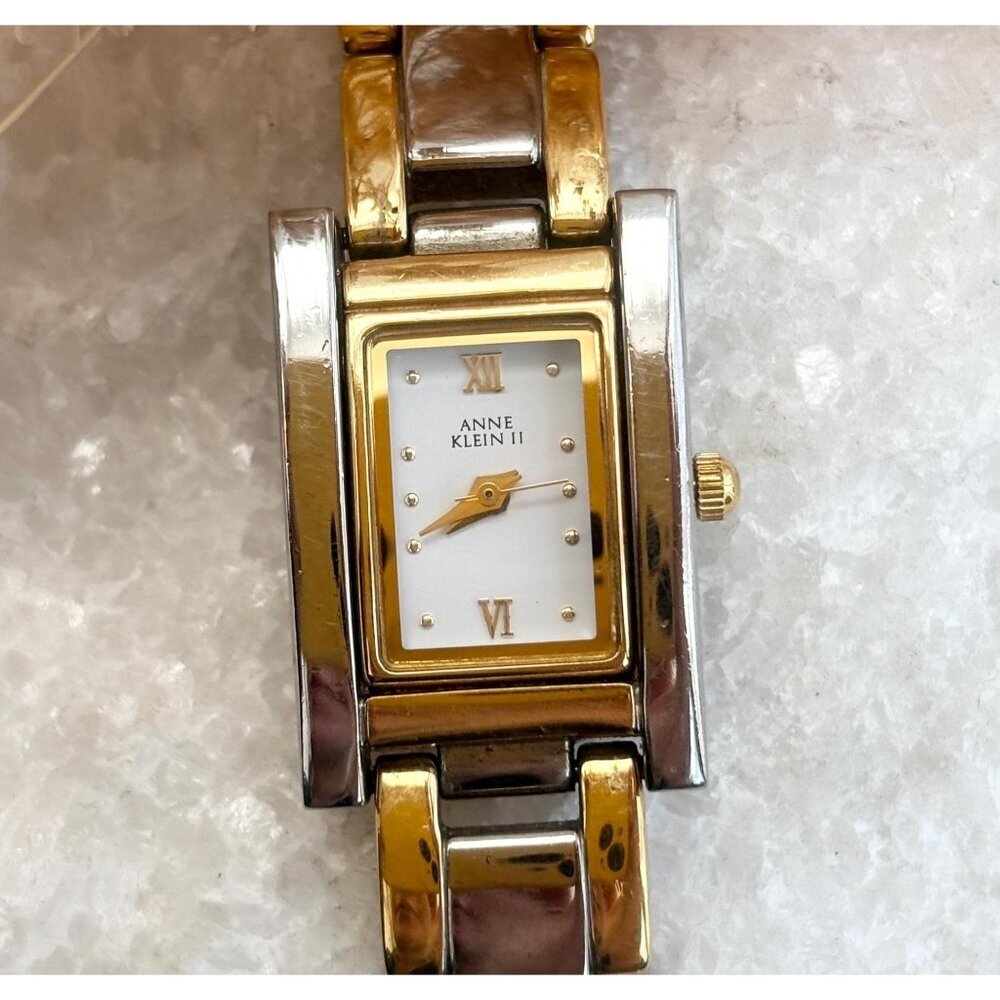Anne Klein II Dual Toned 10/4549 Bracelet Vintage Wristwatch - 17mm - WORKS!